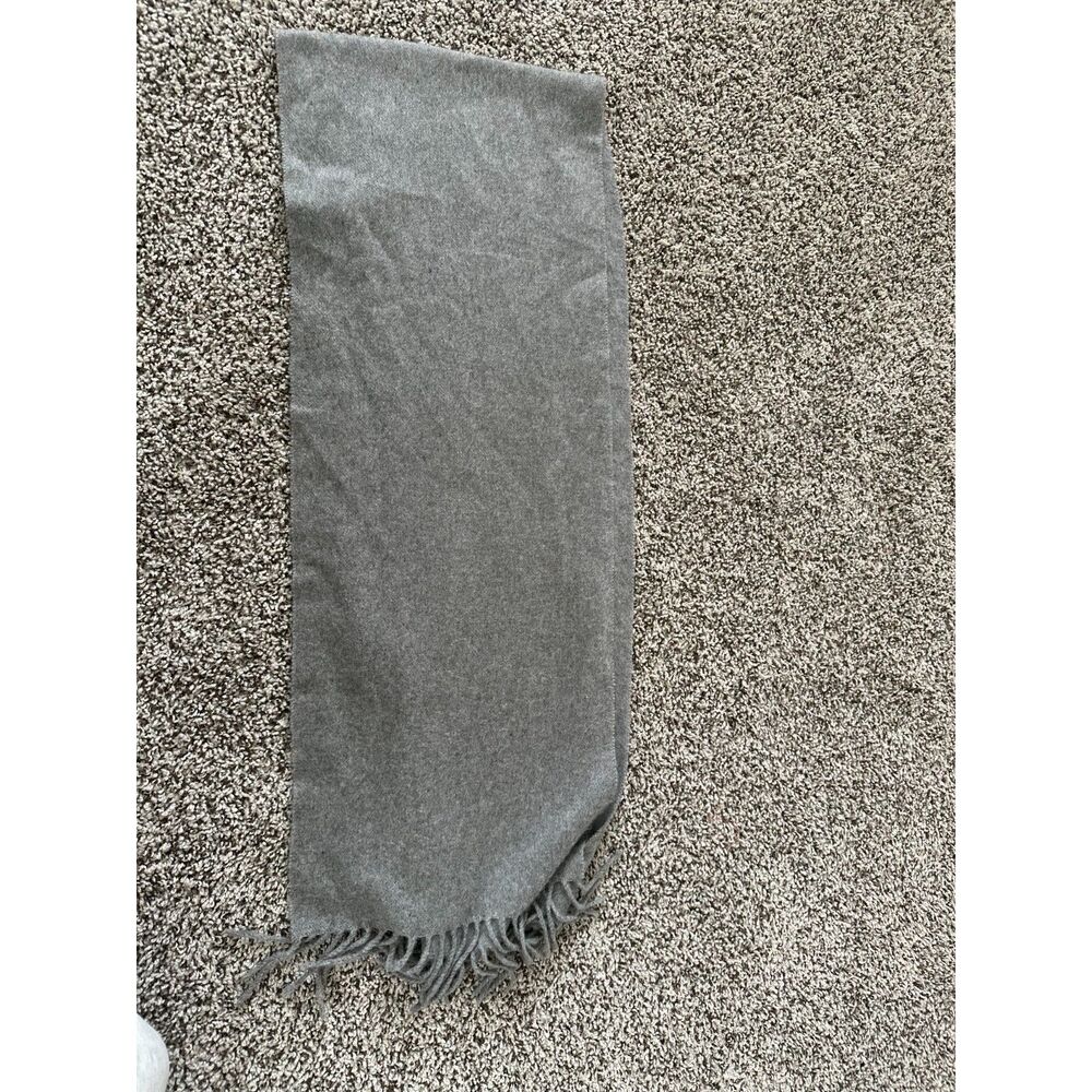 Pure Cashmere Grey Scarf 100% Cashmere Made in Italy Fringe